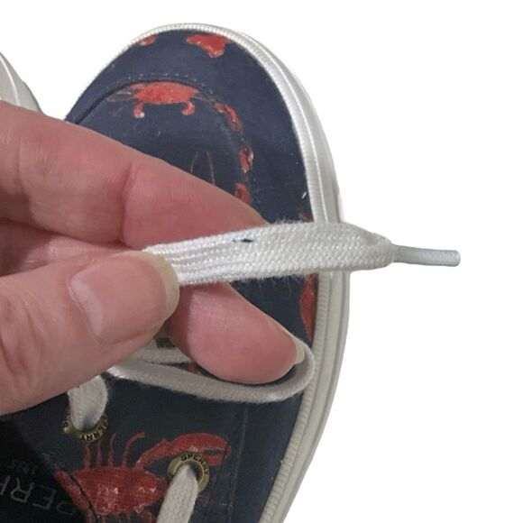 SPERRY Women’s Sz 8 Top-Sider Crest Navy Shoes Lobster/Crab Theme Boating Shoes - Picture 9 of 13